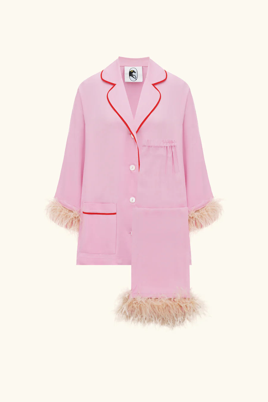 Party Pajamas Set with Detachable Feathers in Pink