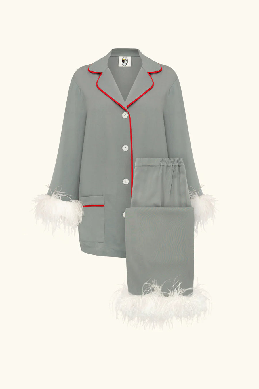 The iconic Party Pajama Suit with Feathers