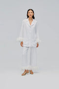 Party Pajamas Set with Detachable Feathers in White