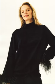 Black Tie Pajamas with Detachable Feathers in Black