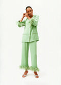 Party Pajamas Set with Detachable Feathers in Mint